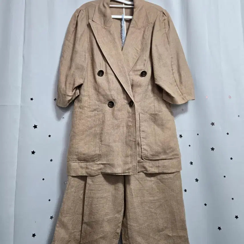 [BUNJANG] Daniel Este Linen 100% Set / 다니엘에스떼 린넨100% 반팔 자켓 반바지 셋업 세트 55