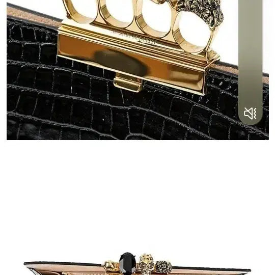 [BUNJANG] Alexander McQueen Knuckle Clutch Black Leather / 알렉산더맥퀸 너클 클러치 블랙 레더 ㅡ정품.새상품