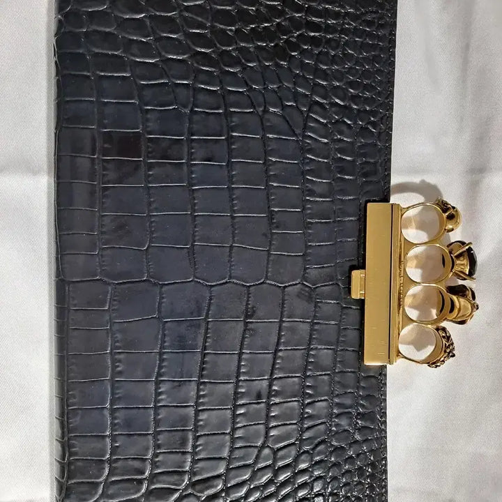 [BUNJANG] Alexander McQueen Knuckle Clutch Black Leather / 알렉산더맥퀸 너클 클러치 블랙 레더 ㅡ정품.새상품