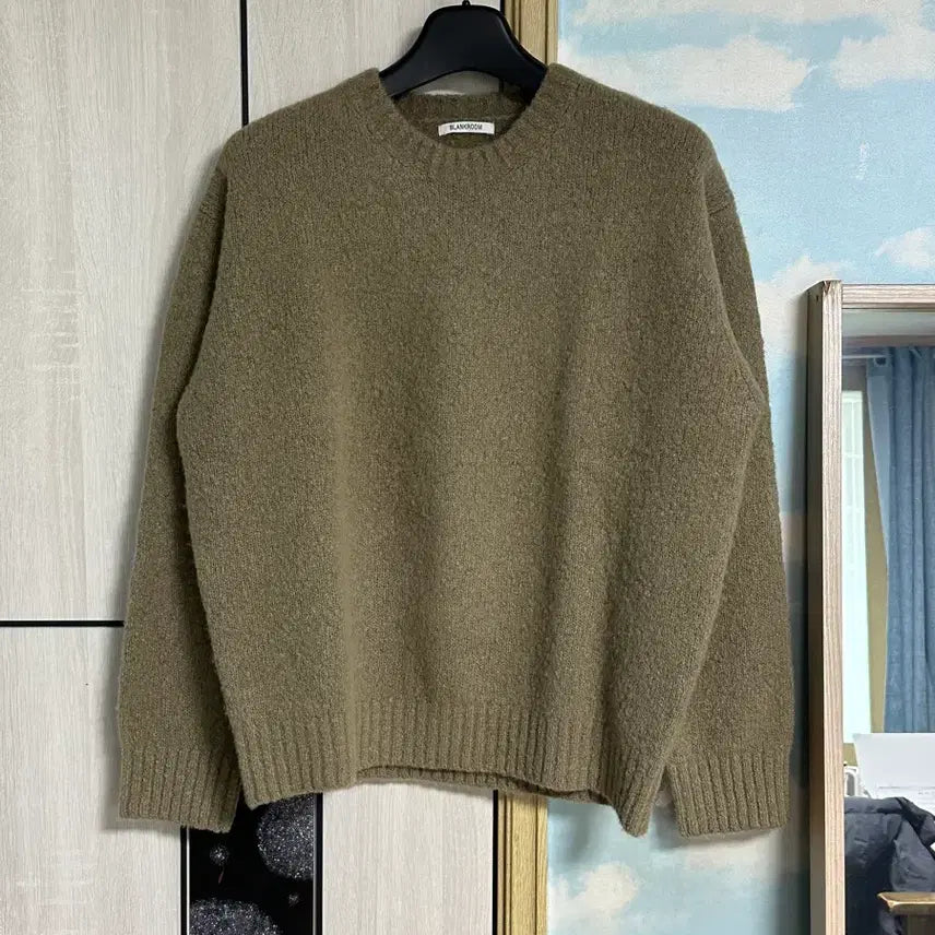 [BUNJANG] Blankroom Bubble Crewneck Knit Olive / (2) 블랭크룸 버블 크루넥 니트 올리브