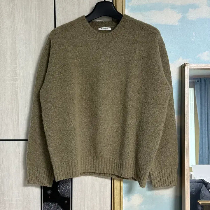 [BUNJANG] Blankroom Bubble Crewneck Knit Olive / (2) 블랭크룸 버블 크루넥 니트 올리브