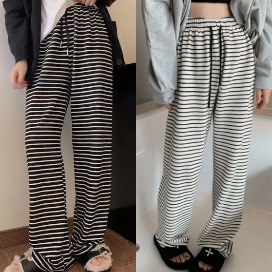 [BUNJANG] Striped Pants Spring Summer Trousers Banded Pajama Homewear / 스트라이프 바지 봄 여름 팬츠 밴딩 팬츠 잠옷 파자마 홈웨어