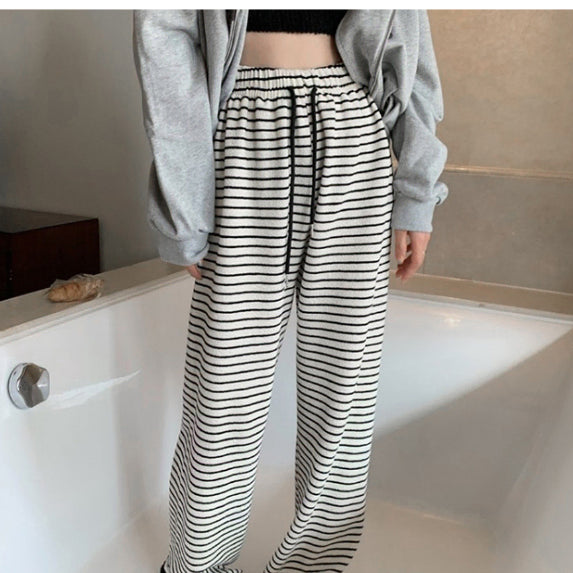 [BUNJANG] Striped Pants Spring Summer Trousers Banded Pajama Homewear / 스트라이프 바지 봄 여름 팬츠 밴딩 팬츠 잠옷 파자마 홈웨어
