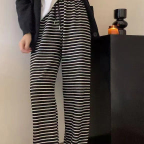 [BUNJANG] Striped Pants Spring Summer Trousers Banded Pajama Homewear / 스트라이프 바지 봄 여름 팬츠 밴딩 팬츠 잠옷 파자마 홈웨어