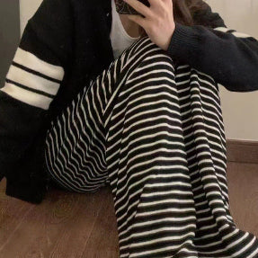 [BUNJANG] Striped Pants Spring Summer Trousers Banded Pajama Homewear / 스트라이프 바지 봄 여름 팬츠 밴딩 팬츠 잠옷 파자마 홈웨어