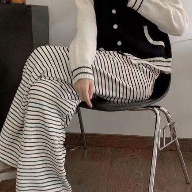 [BUNJANG] Striped Pants Spring Summer Trousers Banded Pajama Homewear / 스트라이프 바지 봄 여름 팬츠 밴딩 팬츠 잠옷 파자마 홈웨어