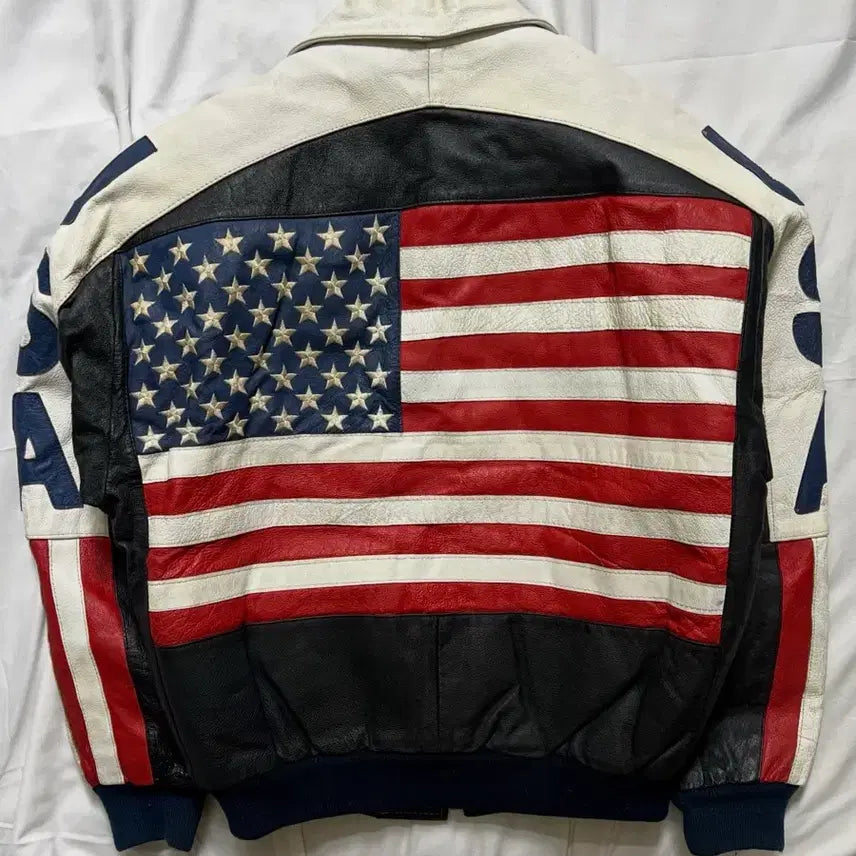 [BUNJANG] Michael Hoban USA Flag Leather Jacket / Michael Hoban 빈티지 성조기 가죽 자켓