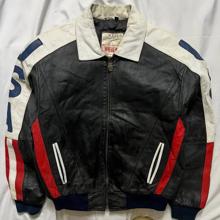 [BUNJANG] Michael Hoban USA Flag Leather Jacket / Michael Hoban 빈티지 성조기 가죽 자켓