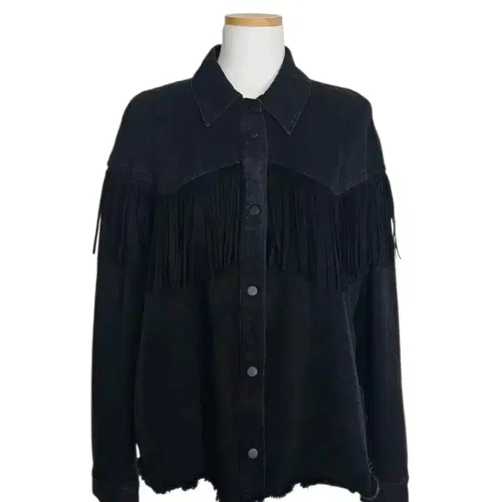 [BUNJANG] ZARA Fringe Black Denim Shirt / ZARA  프린지 블랙 데님셔츠