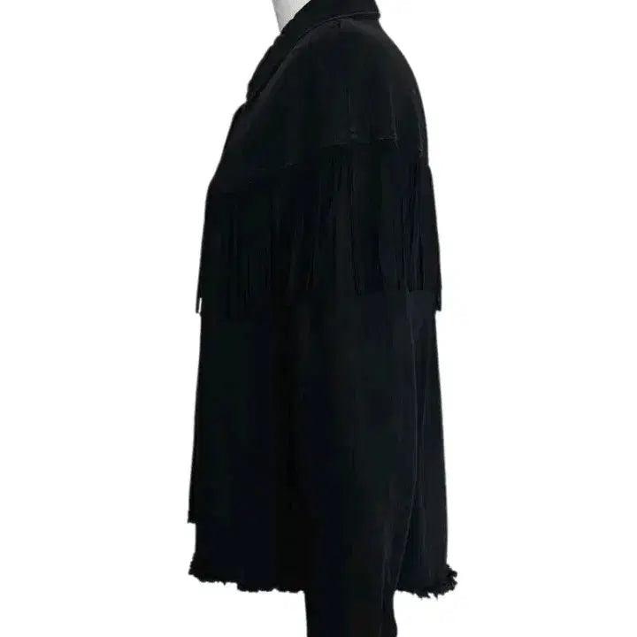 [BUNJANG] ZARA Fringe Black Denim Shirt / ZARA  프린지 블랙 데님셔츠