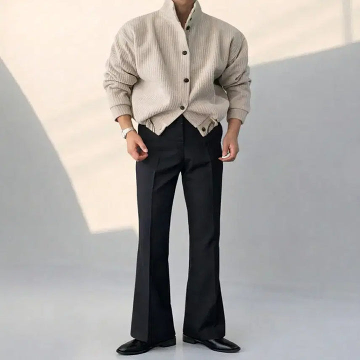 [BUNJANG] Premium Slim Fit Flare Trousers / 남자 프리미엄 플레어 롱기장 슬림핏 부츠컷 슬랙스 3컬러