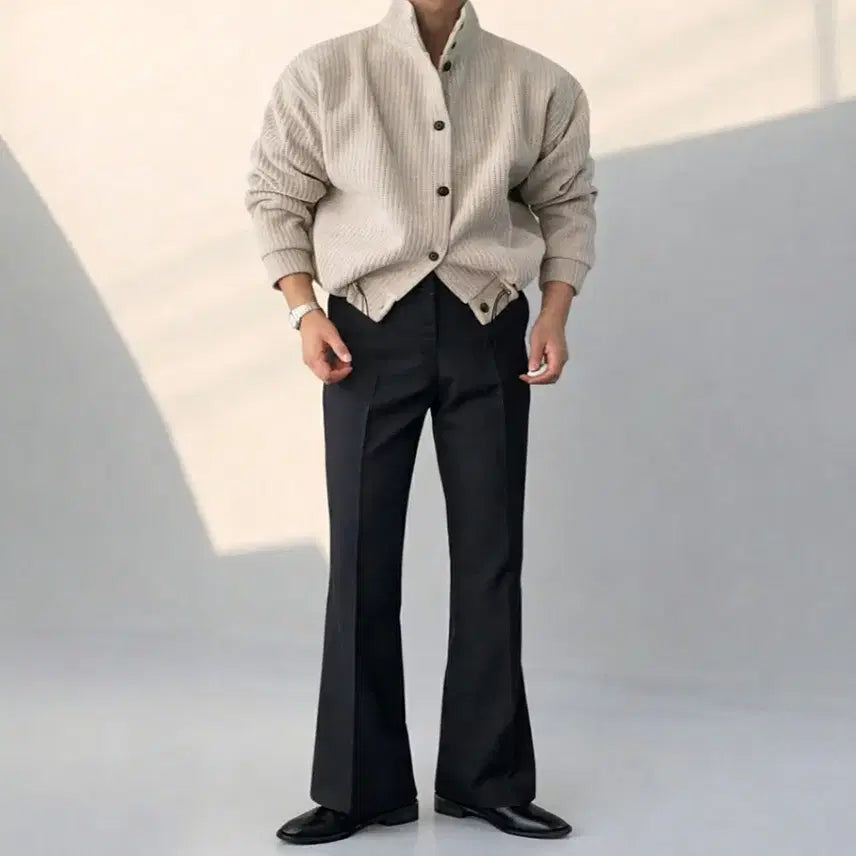 [BUNJANG] Premium Slim Fit Flare Trousers / 남자 프리미엄 플레어 롱기장 슬림핏 부츠컷 슬랙스 3컬러