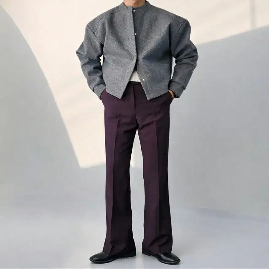 [BUNJANG] Premium Slim Fit Flare Trousers / 남자 프리미엄 플레어 롱기장 슬림핏 부츠컷 슬랙스 3컬러