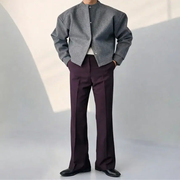 [BUNJANG] Premium Slim Fit Flare Trousers / 남자 프리미엄 플레어 롱기장 슬림핏 부츠컷 슬랙스 3컬러