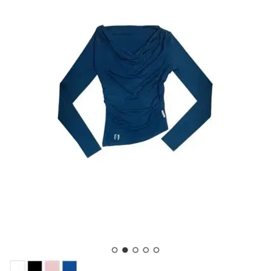 [BUNJANG] Newllyn Miyao Drape Ruffle Boat Neck Top - Blue / 뉴얼린 미야오 드레이핑 셔링 보트넥탑 블루