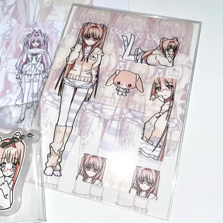 [BUNJANG] Dolguk Nim Acrylic Keyring and Sticker Set / 돌격님 통판 키링 스티커 양도 돌격님 키링 미소녀 키링