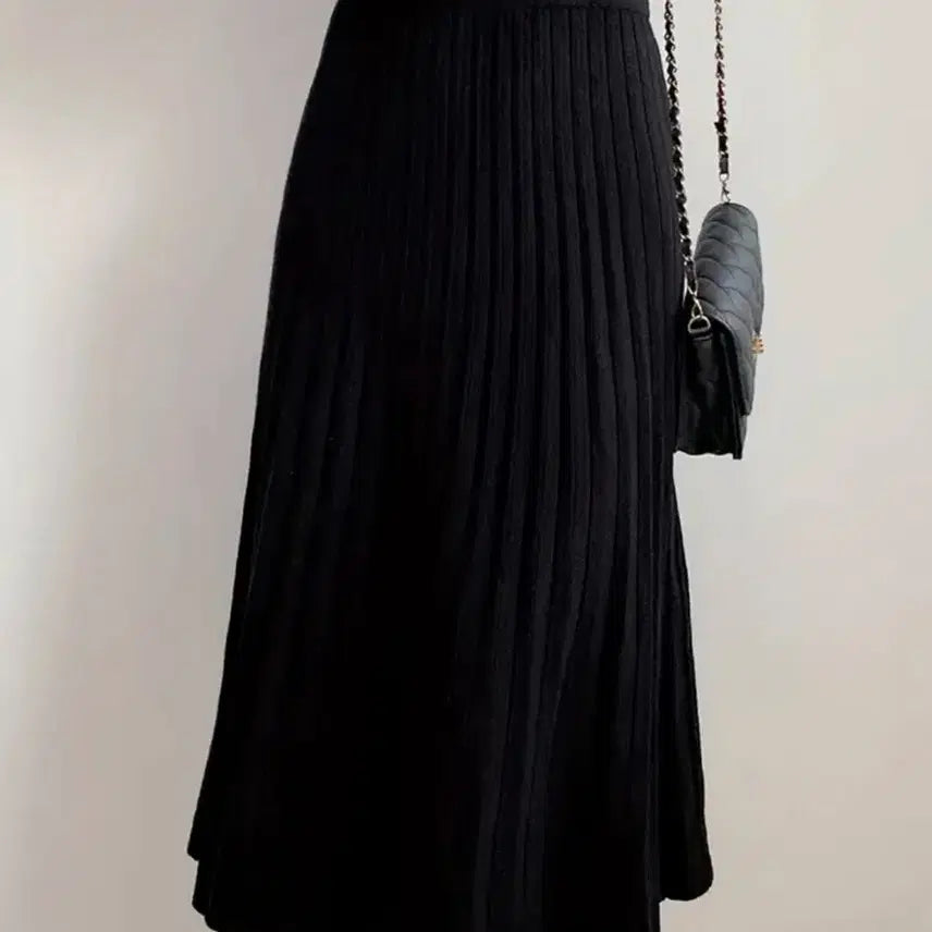 [BUNJANG] Knit Long Skirt / 니트 롱스커트 블랙, 화이트