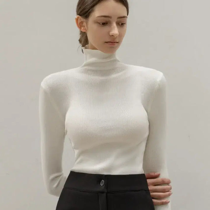 [BUNJANG] Nonenon High Turtleneck Knit - Black / 논앤논 하이 터틀넥 니트 - 블랙