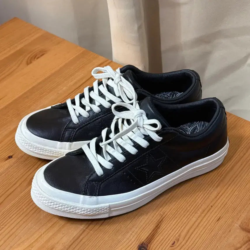 [BUNJANG] Converse One Star Leather Sneakers (Black, 230) / 컨버스 원스타 레더 여성 가죽 스니커즈 운동화 230 블랙