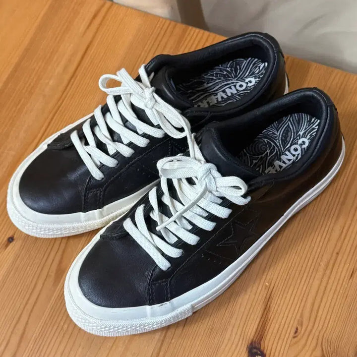 [BUNJANG] Converse One Star Leather Sneakers (Black, 230) / 컨버스 원스타 레더 여성 가죽 스니커즈 운동화 230 블랙