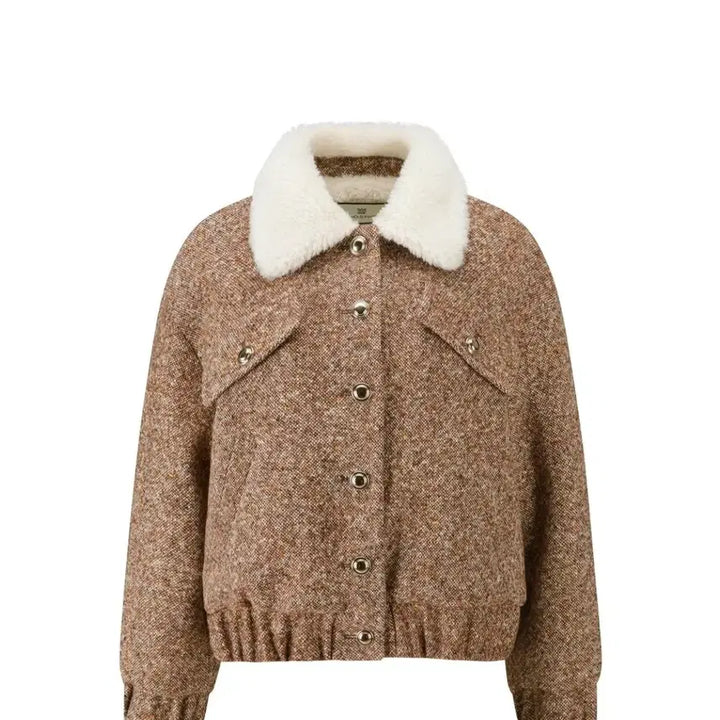 [BUNJANG] Mojo S. Phine Tweed Shearling Collar Jacket 66 / 미착용) 모조에스핀 트위드 양털 카라 자켓 66