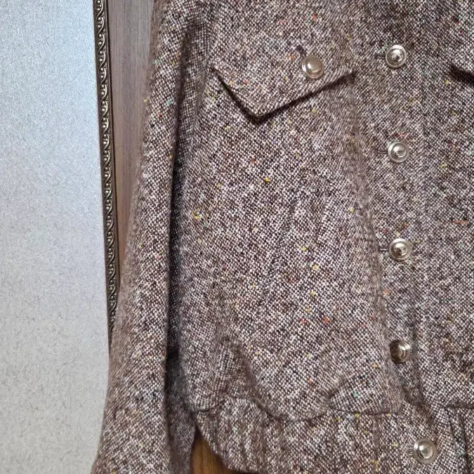 [BUNJANG] Mojo S. Phine Tweed Shearling Collar Jacket 66 / 미착용) 모조에스핀 트위드 양털 카라 자켓 66