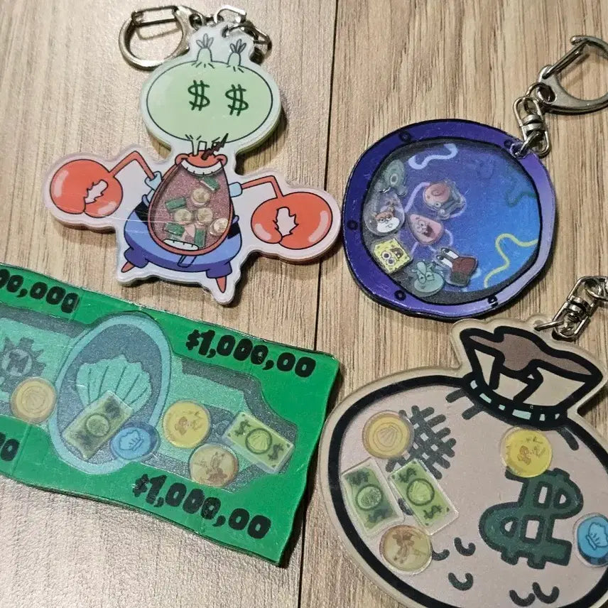 [BUNJANG] Spongebob Money Bundle Window Shaker Keyring / 스폰지밥 돈다발 창문 쉐이커 키링 새상품