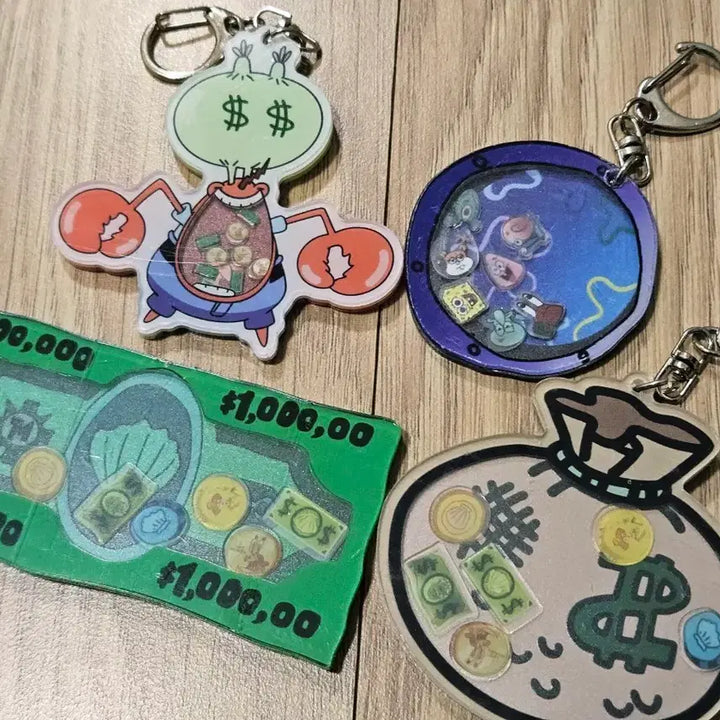[BUNJANG] Spongebob Money Bundle Window Shaker Keyring / 스폰지밥 돈다발 창문 쉐이커 키링 새상품