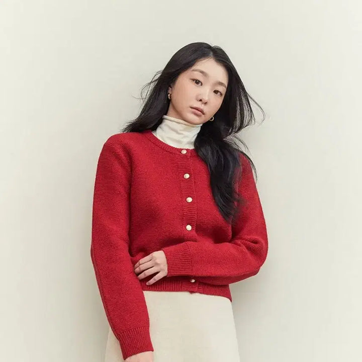 [BUNJANG] Depound Gold Button Wool Cardigan Red / (단종) 드파운드 골드 버튼 울 가디건_레드