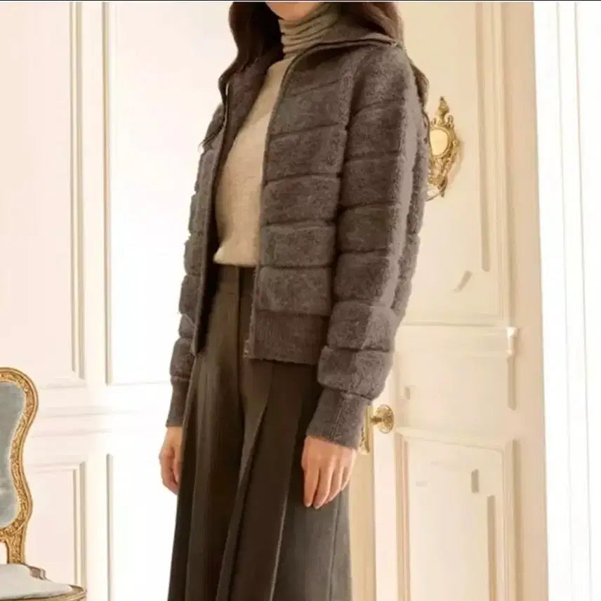 [BUNJANG] Jorjeresh Mocha Brown Wool Blend Collar Knit Jacket / 죠르쥬레쉬  울브렌드카라니트S