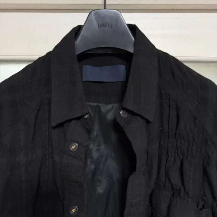 [BUNJANG] Juun.J 25FW Sophie Check Pleated Shirt - Black / 준지 25FW 소피 체크 플리티드 셔츠 - 블랙