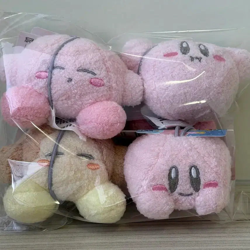 [BUNJANG] Kirby &amp; Waddle Dee Poggiri Keychain 4-Piece Bundle Set / [일괄] 별의커비 커비\웨이들디 뽀글이 키링 정품 4종 세트