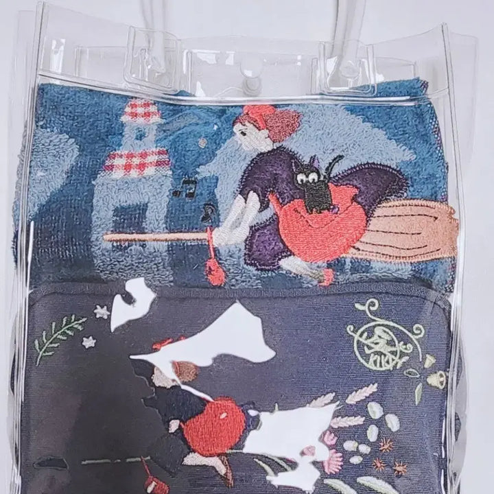 [BUNJANG] Kiki's Delivery Service Embroidered Towel & Pouch Large Set / 마녀배달부 키키 자수 타올&자수 파우치 라지 세트 미사용