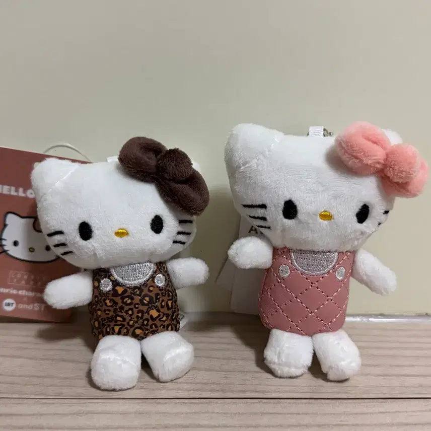 [SOLD OUT] [일괄] 로리즈팜 키티 퀼팅 호피/핑크 인형 키링 세트