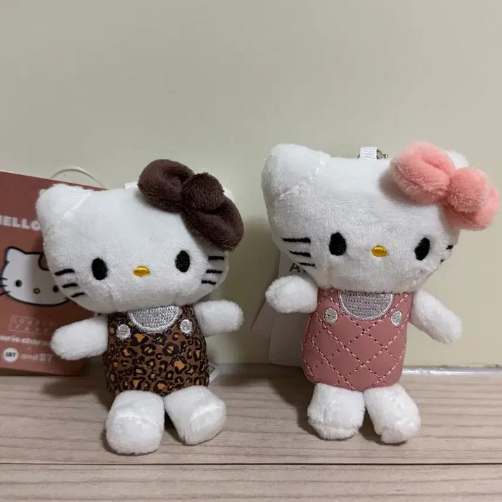 [SOLD OUT] [일괄] 로리즈팜 키티 퀼팅 호피/핑크 인형 키링 세트