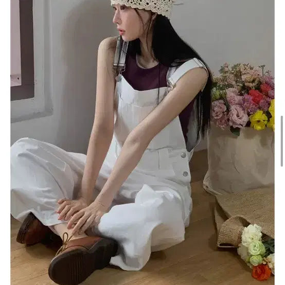 [BUNJANG] From Beginning Wide Overalls Pants Vintage Style / 프롬비기닝 와이드오버롤팬츠 멜빵바지 와이드팬츠 레이어드 모리걸 빈티지