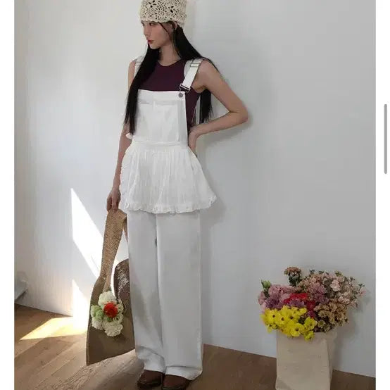 [BUNJANG] From Beginning Wide Overalls Pants Vintage Style / 프롬비기닝 와이드오버롤팬츠 멜빵바지 와이드팬츠 레이어드 모리걸 빈티지