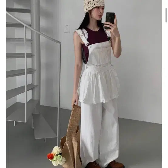 [BUNJANG] From Beginning Wide Overalls Pants Vintage Style / 프롬비기닝 와이드오버롤팬츠 멜빵바지 와이드팬츠 레이어드 모리걸 빈티지