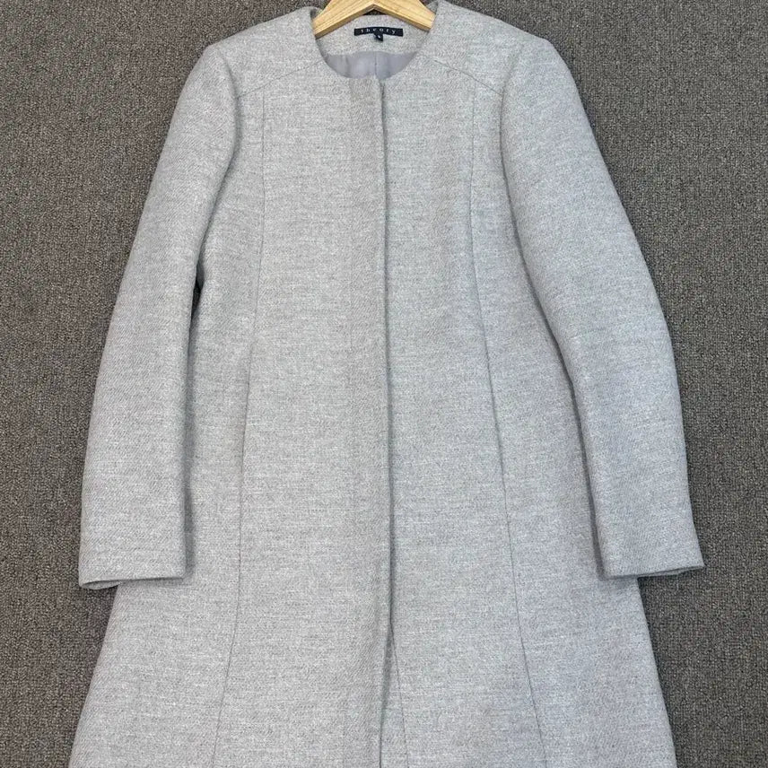 [BUNJANG] Theory No Collar Long Coat Beige / 띠어리(Theory) 노카라 롱코트 베이지