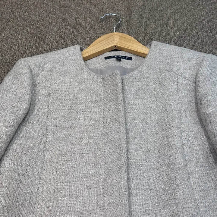 [BUNJANG] Theory No Collar Long Coat Beige / 띠어리(Theory) 노카라 롱코트 베이지