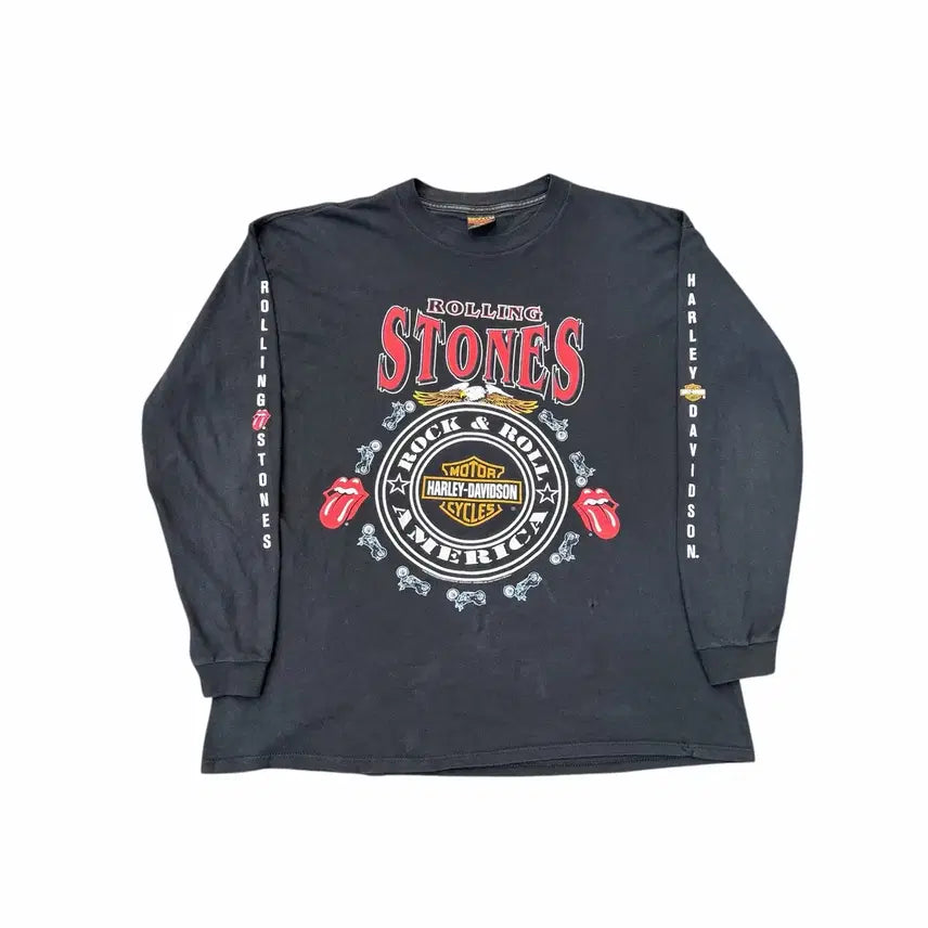 [BUNJANG] Rolling Stones Harley Davidson Vintage Long Sleeve Shirt / 빈티지 90s 롤링스톤즈x할리데이비슨 롱슬리브