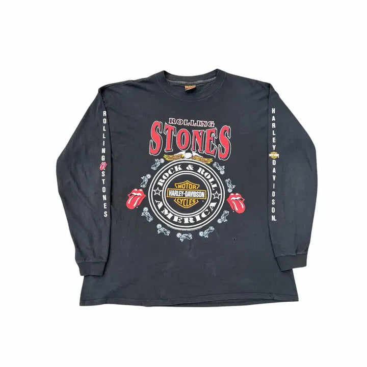 [BUNJANG] Rolling Stones Harley Davidson Vintage Long Sleeve Shirt / 빈티지 90s 롤링스톤즈x할리데이비슨 롱슬리브