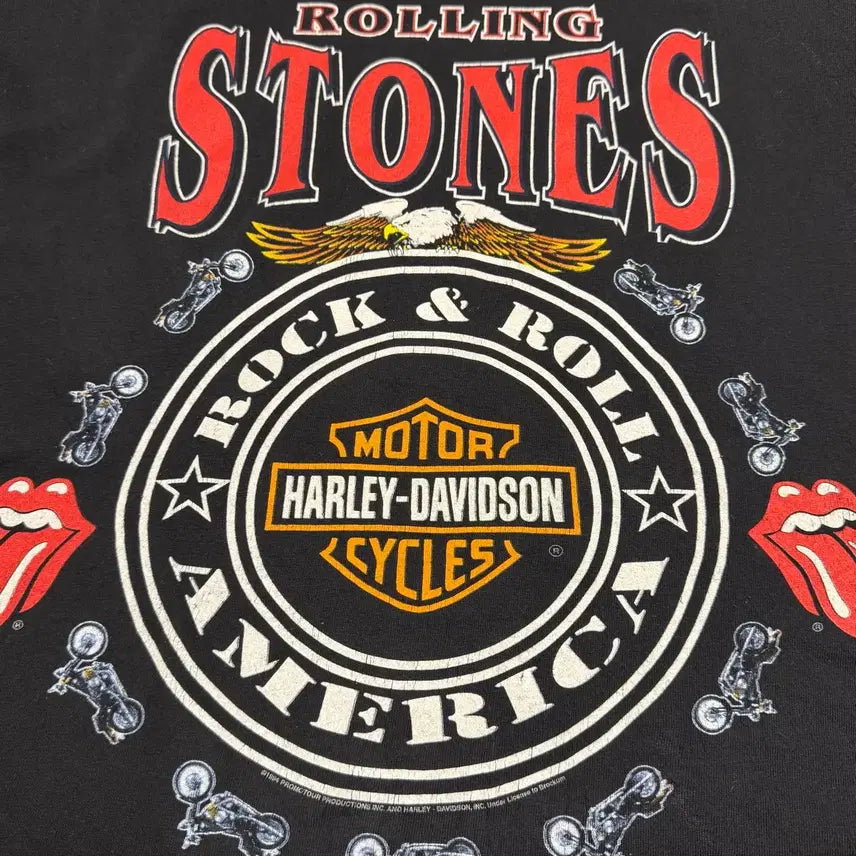 [BUNJANG] Rolling Stones Harley Davidson Vintage Long Sleeve Shirt / 빈티지 90s 롤링스톤즈x할리데이비슨 롱슬리브
