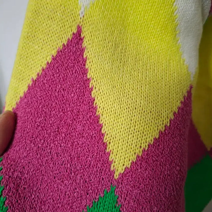 [BUNJANG] Diamond Pattern Knit Sweater (Size 55-77) / 다이아몬드 패턴 니트 스웨터55~77(새상품