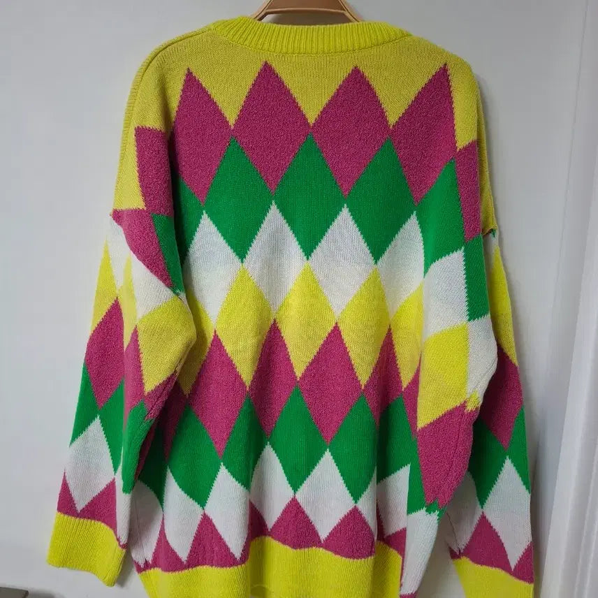 [BUNJANG] Diamond Pattern Knit Sweater (Size 55-77) / 다이아몬드 패턴 니트 스웨터55~77(새상품