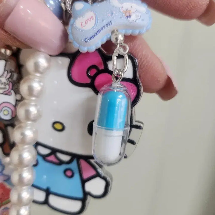 [BUNJANG] Handmade Pearl Kitty Keyring / 키티 진주 키링 / 핸드폰 가방 키링(핸드메이드)