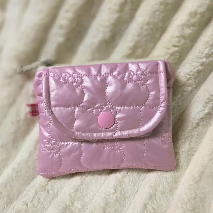 [BUNJANG] Kitty Quilted Two-Way Coin Purse / 키티 누빔 똑딱이 동전 지갑 핑크/아이보리 투웨이지갑