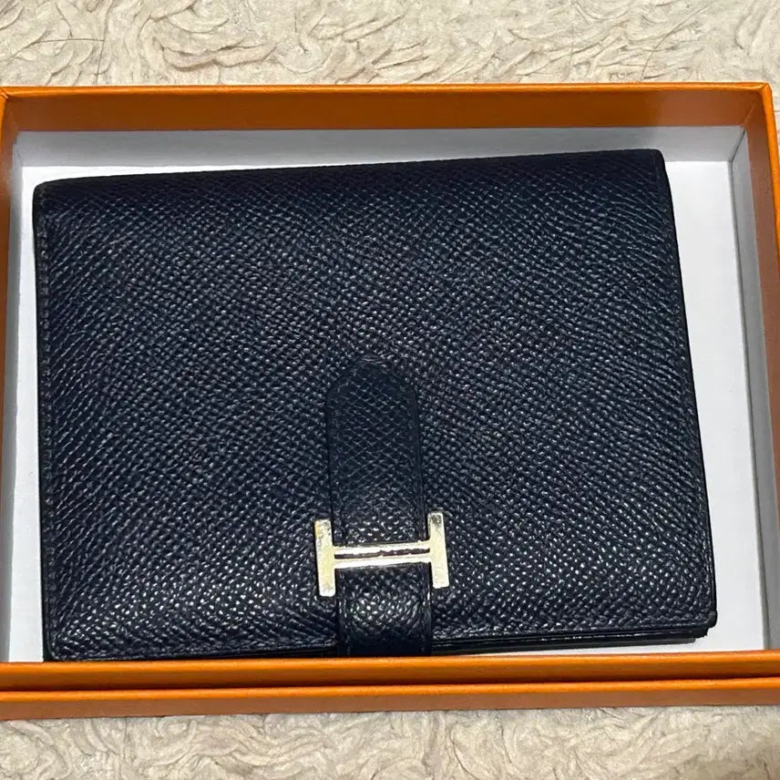 [BUNJANG] Hermes Bearn Compact Wallet Navy / 정품*에르메스 베안 콤팩트 반지갑 네이비