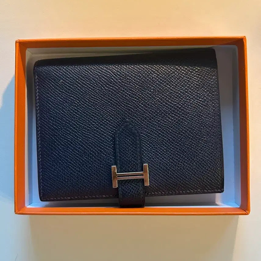 [BUNJANG] Hermes Bearn Compact Wallet Navy / 정품*에르메스 베안 콤팩트 반지갑 네이비
