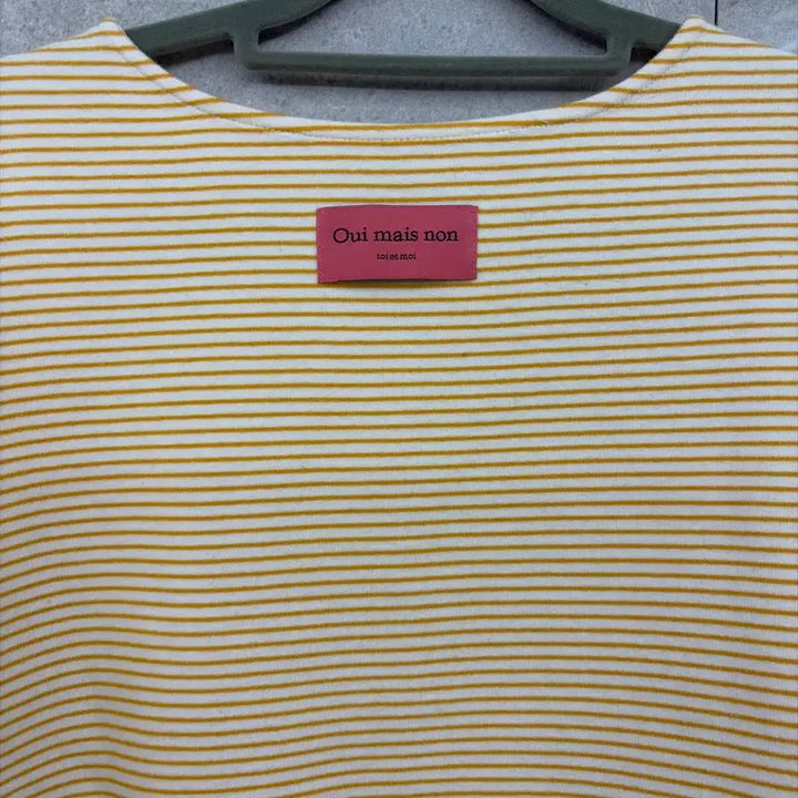 [BUNJANG] Wemeno Yellow Stripe T-Shirt / 위메농 옐로우 스트라이프 티셔츠